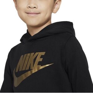 Nike Kids Black Hoodie Gold Logo 4T (XS) School Outdoor Fleece Winter Casual